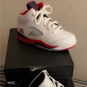 Jordan Kids White and Red Basketball Sneakers